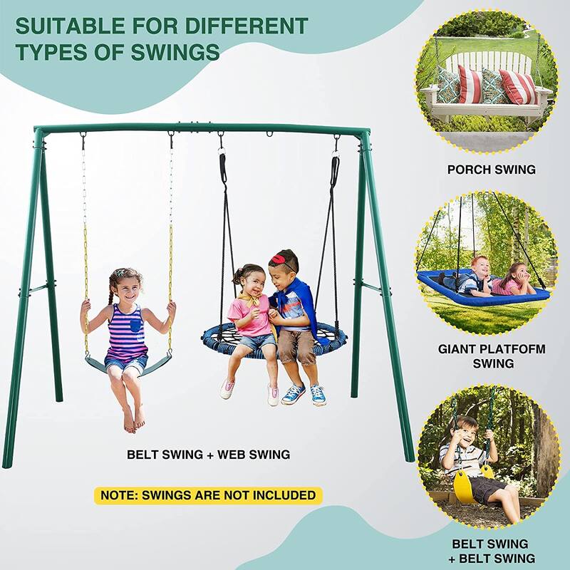 440lbs Heavy Duty A-Frame Metal Swing set Frame with 5 Hanging Hooks