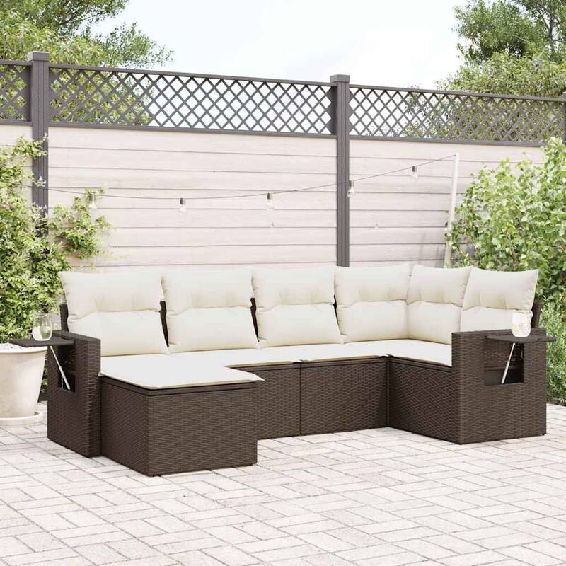 vidaXL Garden Sofa Set - Brown and cream With table