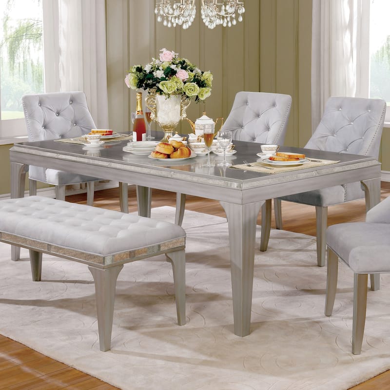Furniture of America Weas Contemporary Silver 84-inch Wood Dining Table - Silver