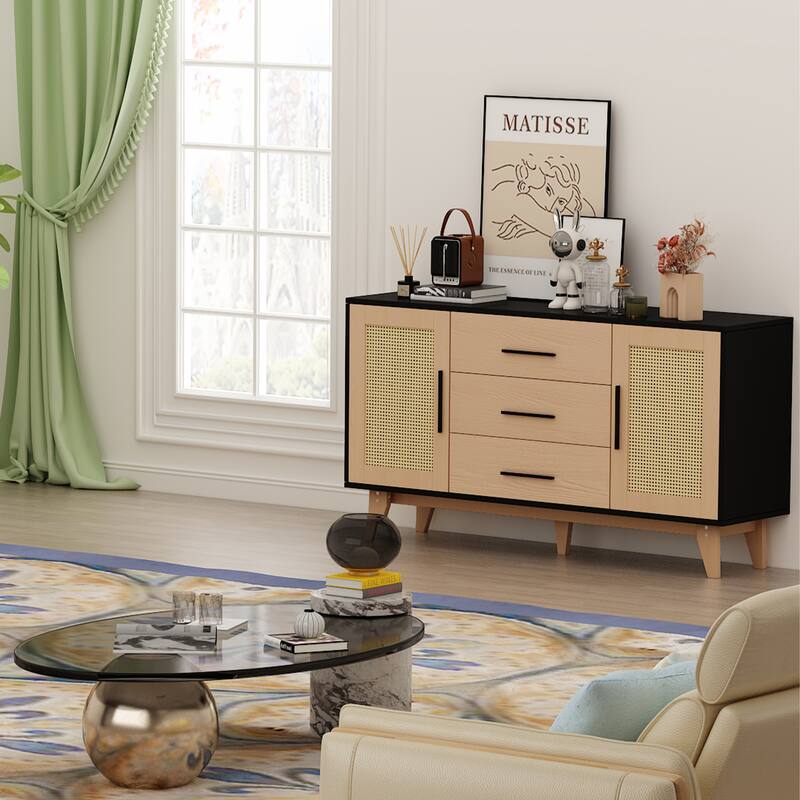 59 inch rattan storage cabinet