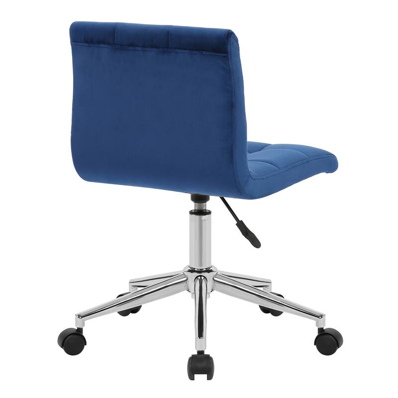 Amali Blue Velvet Upholstered Adjustable Height Swivel Office Chair