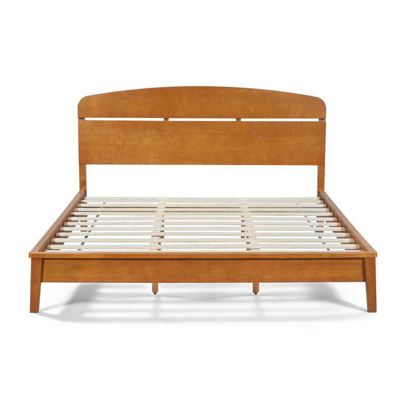 Christopher Knight Home - Rubber Wood Platform Bed with Curved Headboard