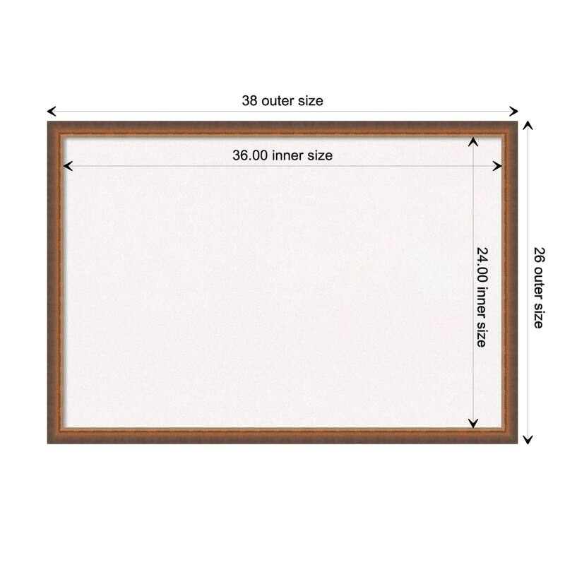 Two Tone Wood Framed White Corkboard Bulletin Board - Two Tone Bronze Copper - Board Size 36x24