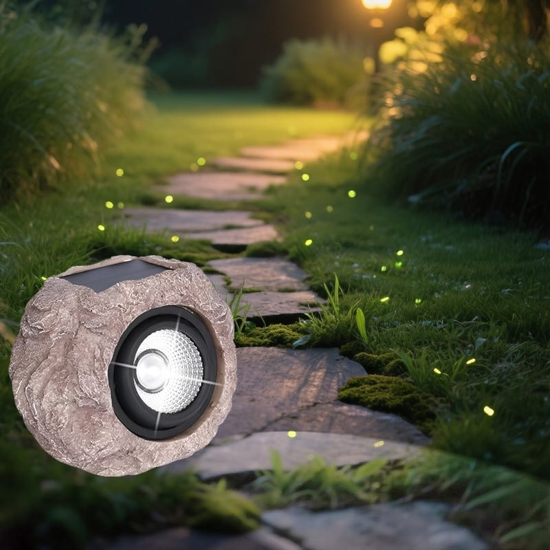Solar Rock Lights Outdoor – Waterproof LED Spotlights for Garden, Pathway, Yard Decor - Gray