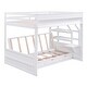 preview thumbnail 7 of 7, Full Size Convertible Bunk Bed with Storage Staircase, Wood Bed with Bedside Table, Double Beds with 3 Drawers, White