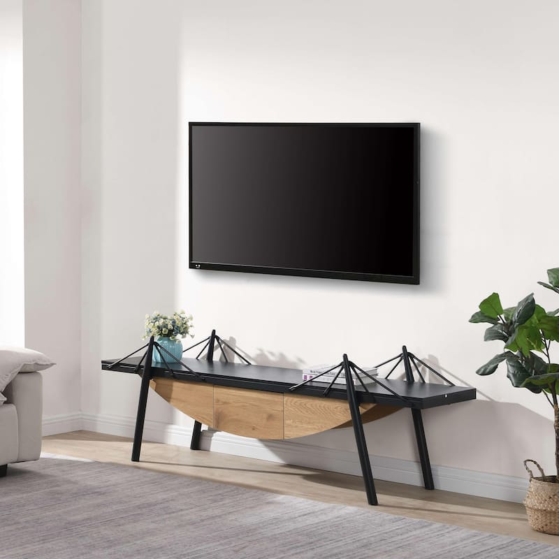 Media Console Table with Drawer - Black