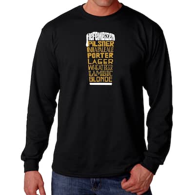 LA Pop Art Men's Word Art Long Sleeve T-shirt - Styles of Beer