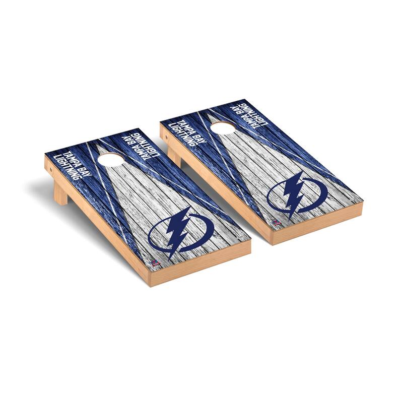 Tampa Bay Lightning NHL Triangle Cornhole Board Set - Include Carrying Case