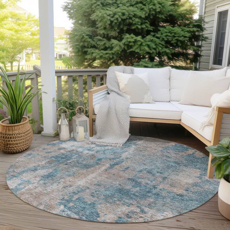 Alfina Unique Abstract Weather Resistant Classic Meets Modern Outdoor Rug