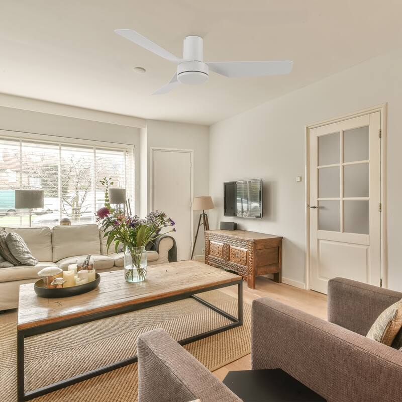 CARRO Nantes 44" Ceiling Fan with Remote -No Light-Flush Mount