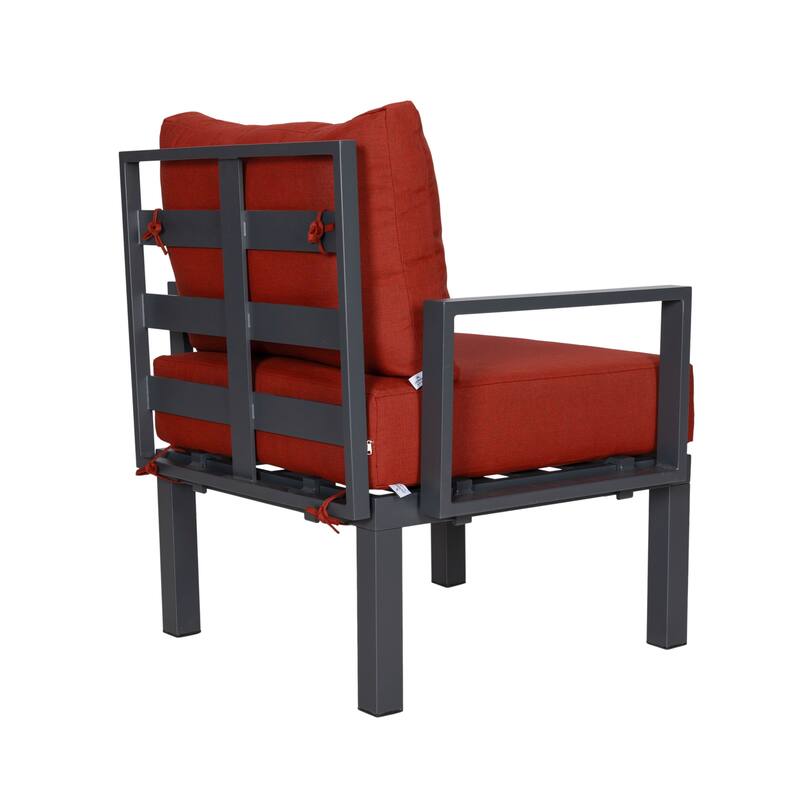 Chelsea 6-Piece Outdoor Patio Sectional Set in Black Aluminum with Removable Cushions for Backyard Garden and Patio Deck