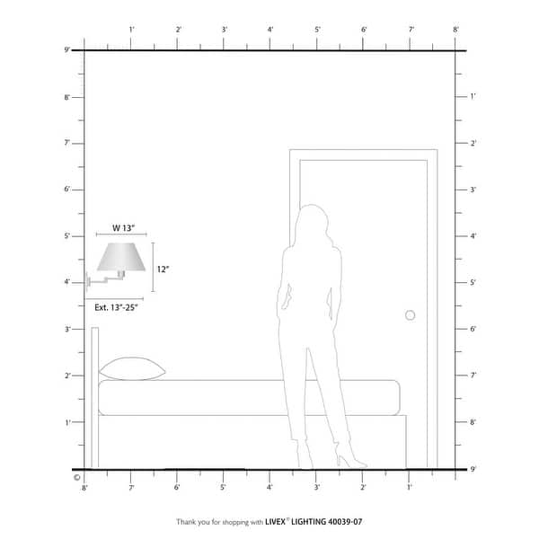 Livex Lighting 1-Light Off-White Shade Swing Arm Wall Lamp, 40039