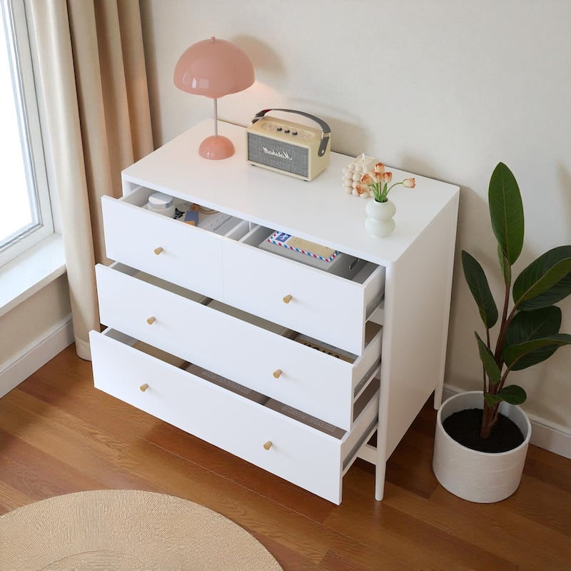 4-Drawer Kids Dresser Wooden Nursery Storage Cabinet Baby Bedroom Organizer Toddler Chest for Closet and Living Room