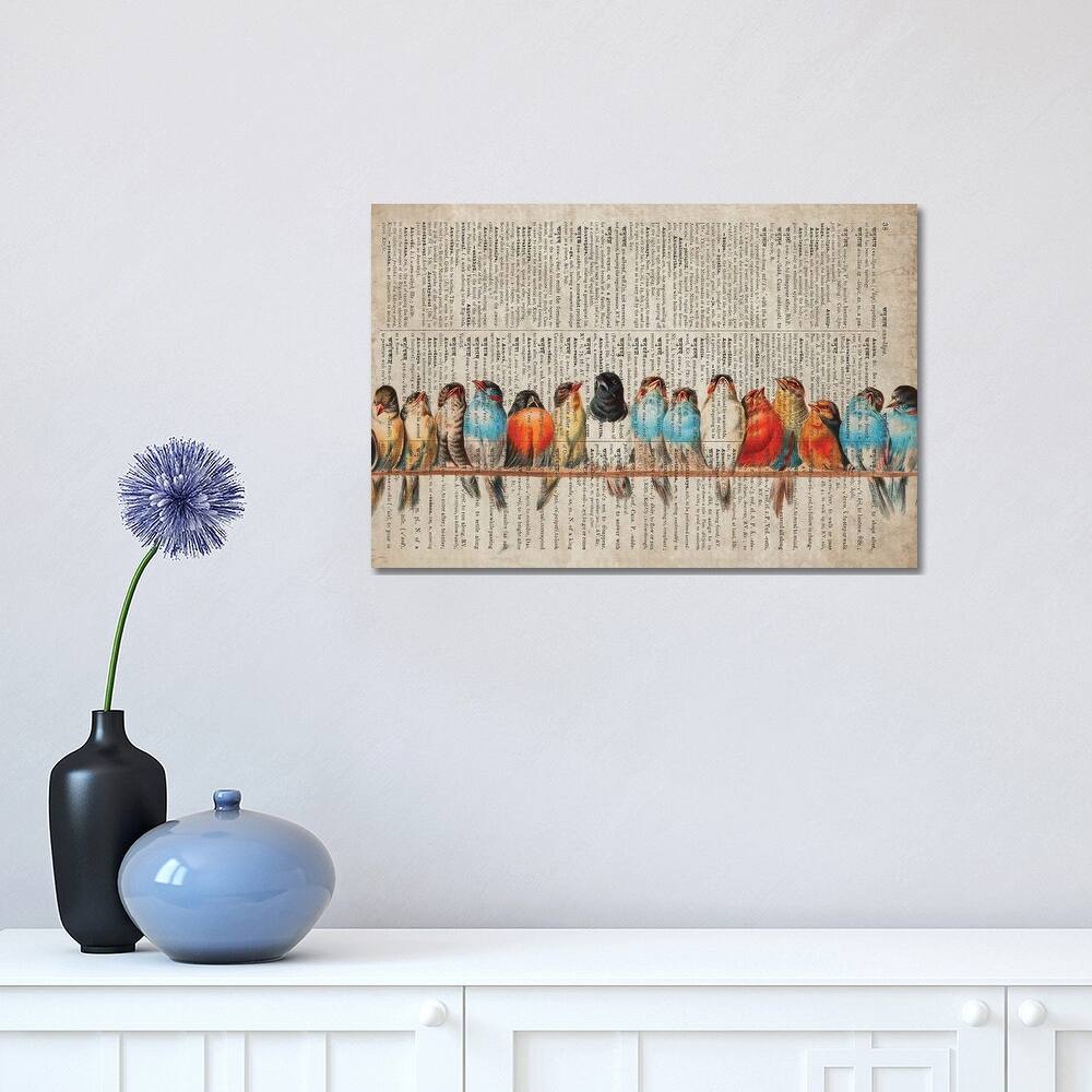 iCanvas "Birds In A Row On Old Dictionary Page" by FisherCraft Canvas Print