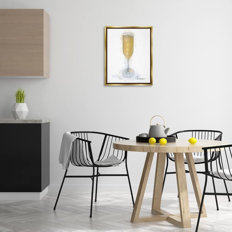 Stupell Champagne Glass Shimmer Framed Floater Canvas Wall Art Design By Matthew Piotrowicz