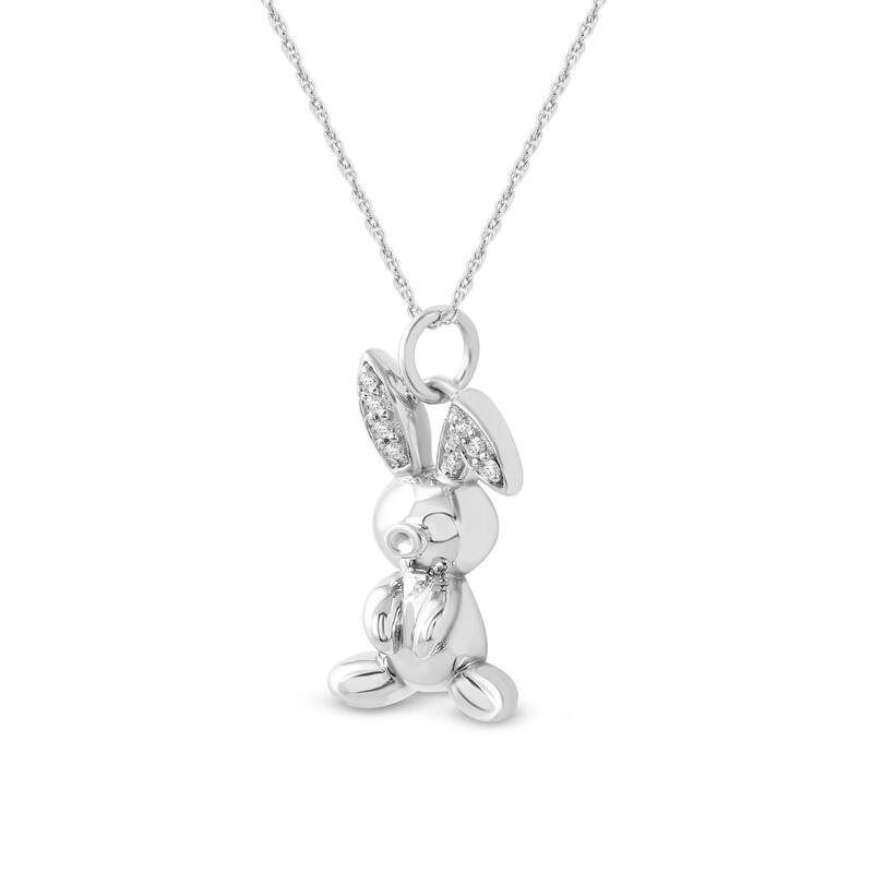 1/20ct TDW Diamond Animal Giraffe, Bunny and Dachshund Dog Necklace in Gold Plated Silver for Women