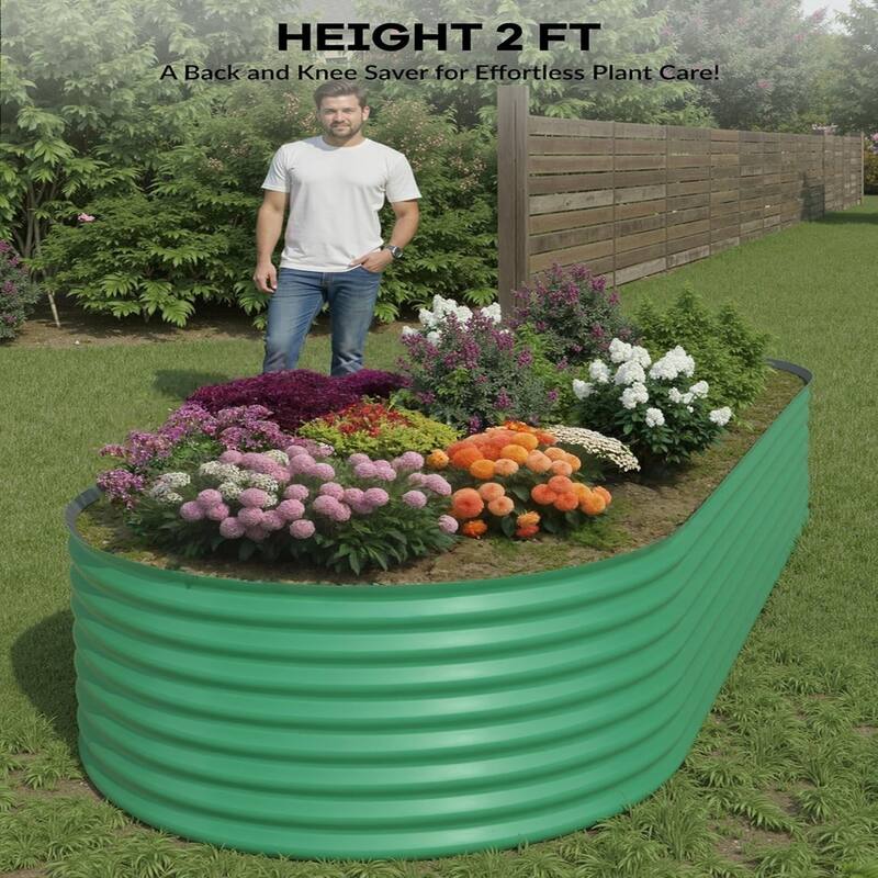 4-ft W x 8-ft L x 2-ft H Green Metal Raised Garden Bed(2-Pack)