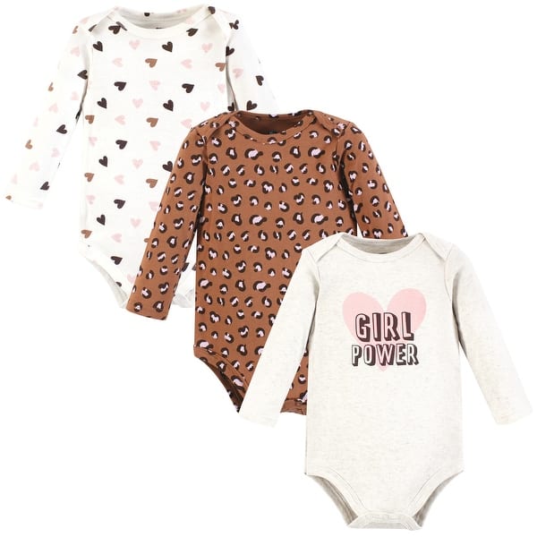 slide 1 of 1, Hudson Baby Infant Girl Cotton Long-Sleeve Bodysuits, Rustic Leopard 0-3 Months - Rustic Leopard
