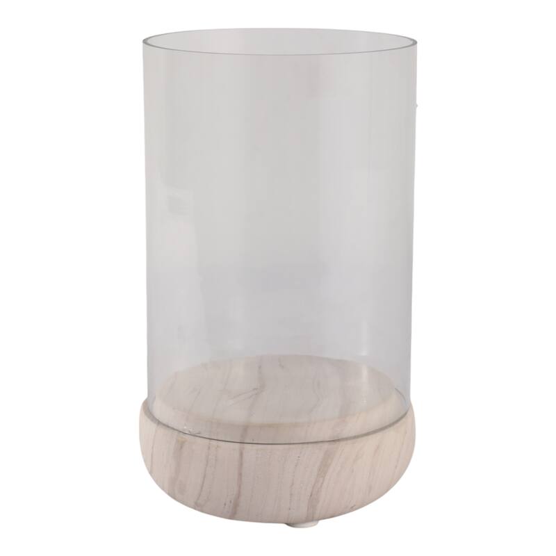 Marble Glass Hurricane Lantern Valencia Style Home Decor - 10" Ivory - 6" x 6" x 9.75"