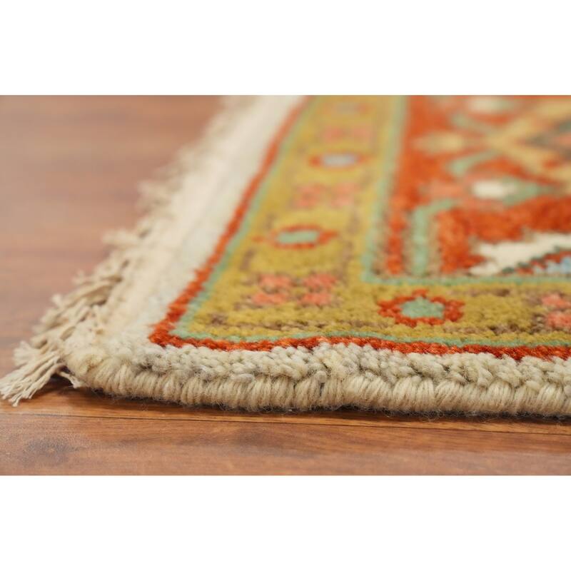 Hand Knotted Oriental 100% Wool Carpet Transitional Medallion Beige & Ivories Oushak Area Rug - 11' 9'' X 9' 0''