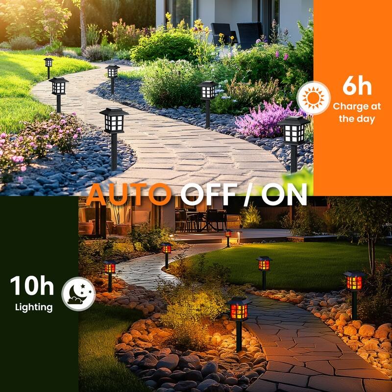 10 Pack Flickering Flame LED Solar Outdoor Lights