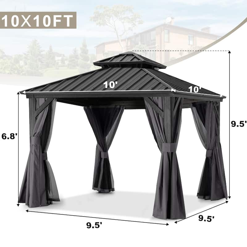 ABCCANOPY Outdoor Hardtop Gazebo with Galvanized Steel Double Roof