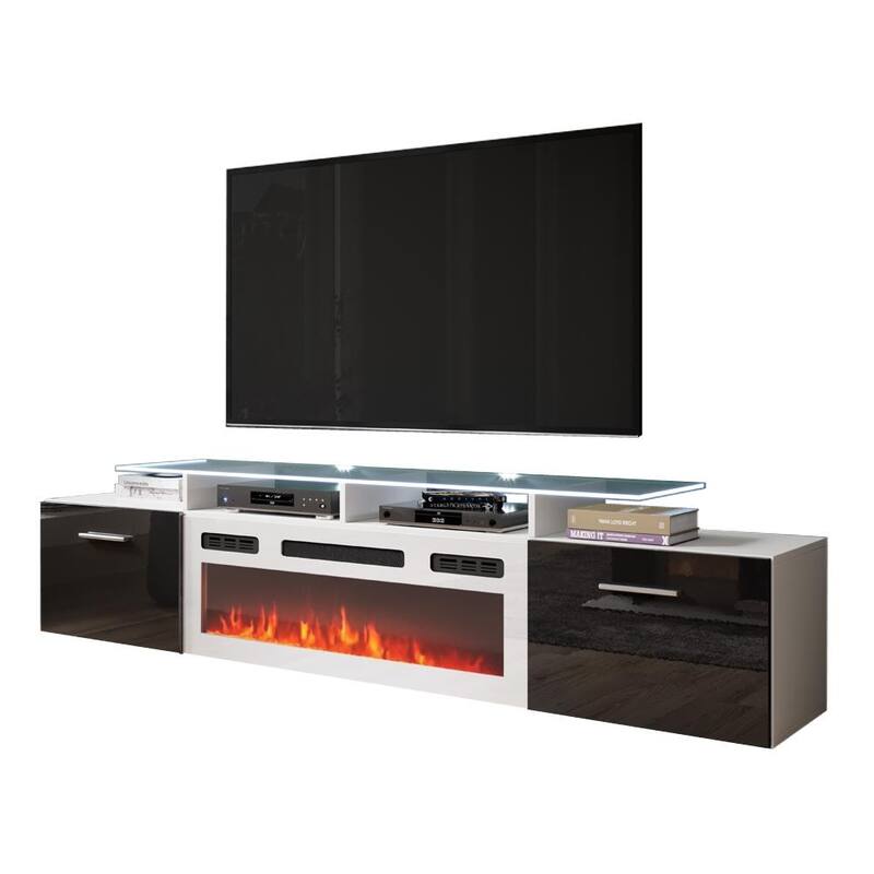 Rova WH-EF Electric Fireplace Modern 75" TV Stand