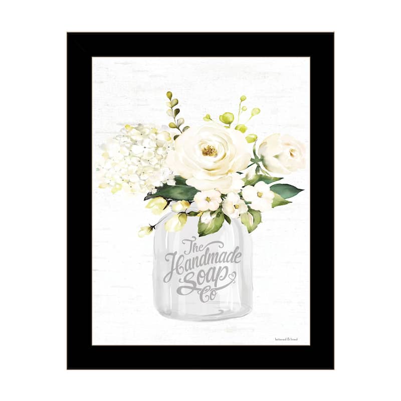 TrendyDecor4U Contemporary "Bathroom Flower Ja" Framed Print Wall Art - Black