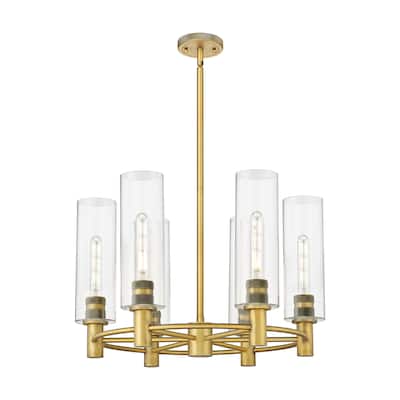 Innovations Lighting Crown Point - 6 Light 24" Stem Hung Chandelier with 12" Shade