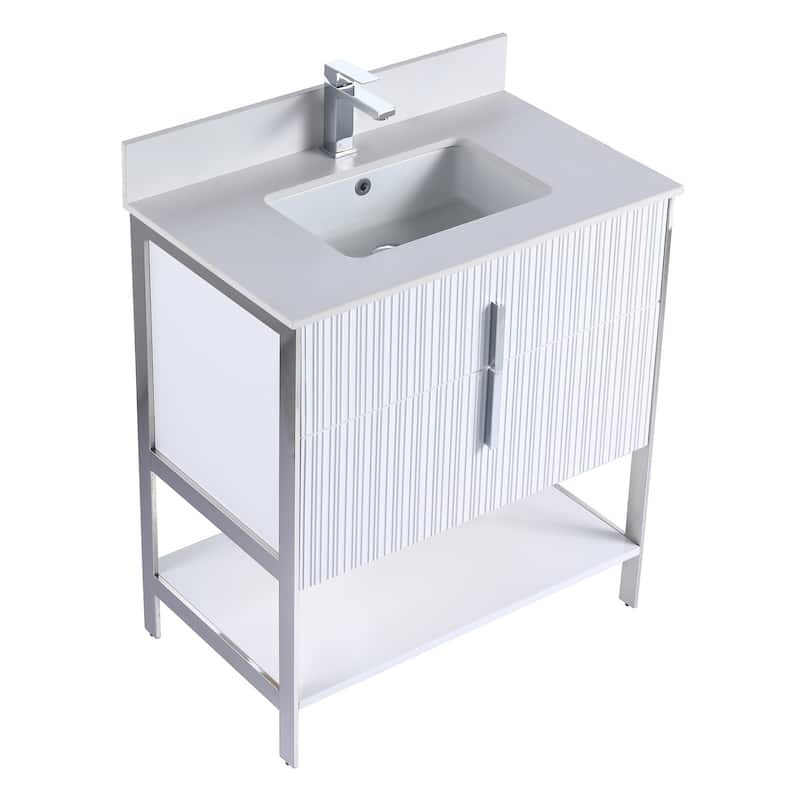 Fine Fixtures Serenity Modern Bathroom Vanity with White Stone Top