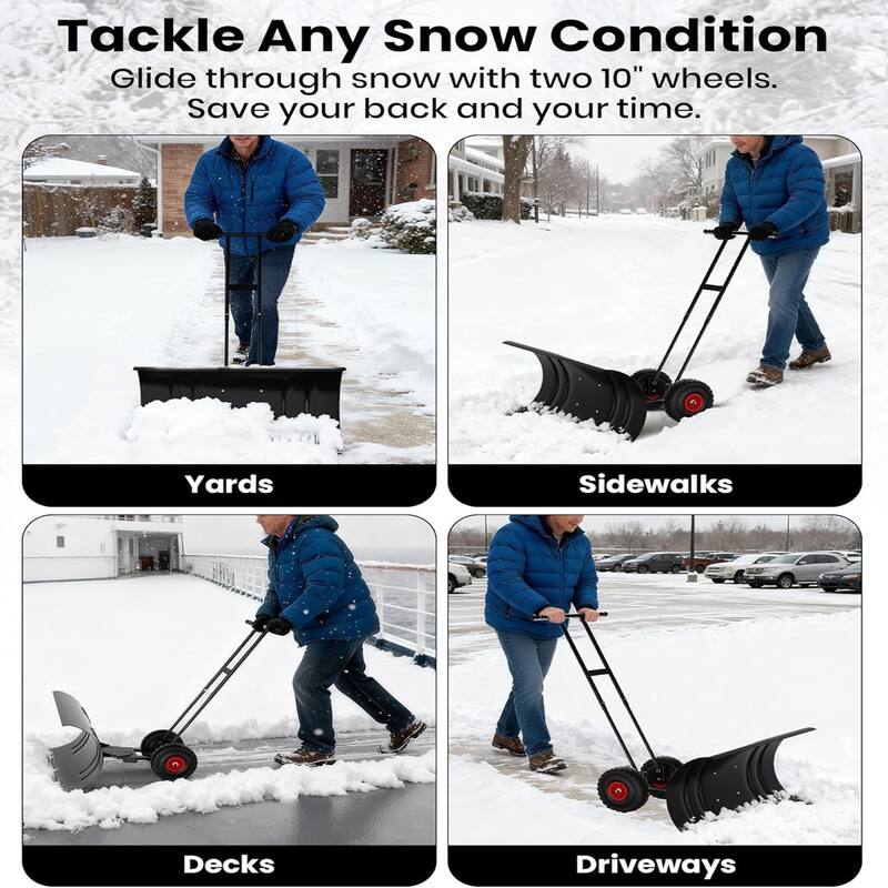 29-Inch Heavy-Duty Steel Snow Shovel Double Pole