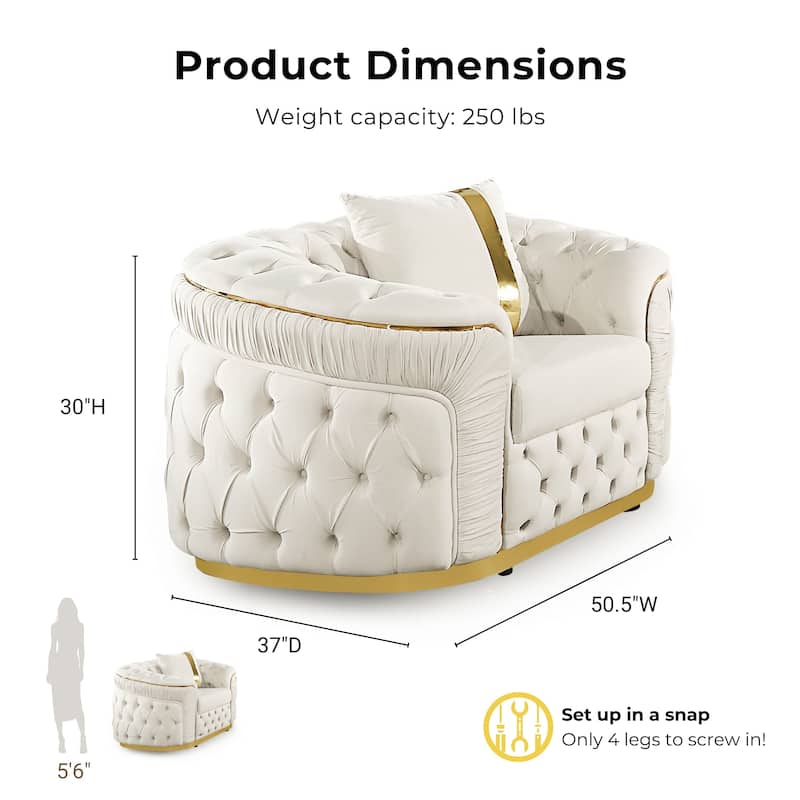 Furniture of America Urgoto Glam Beige Polyester Fabric Button Tufted Arm Chair