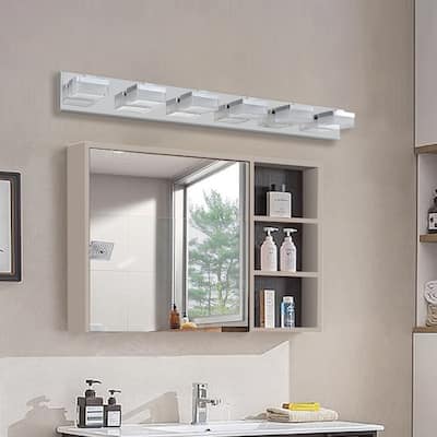 Contemporary 6-Light Chrome LED Vanity Lighting - Mirror Fixture for Bathroom & Dressing Areas‌