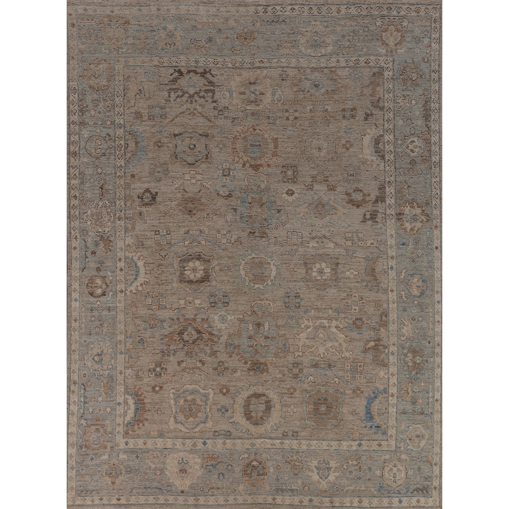 Oushak Turkish Area Rug Vegetable Dye Hand-Knotted Floral Wool Carpet - 8'1"x 10'1"