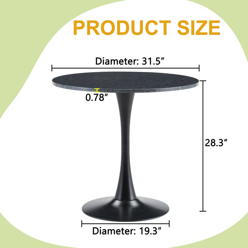 Round Thickened Table Top Coffee Table, Metal Pedestal Side Table Modern Bistro Table