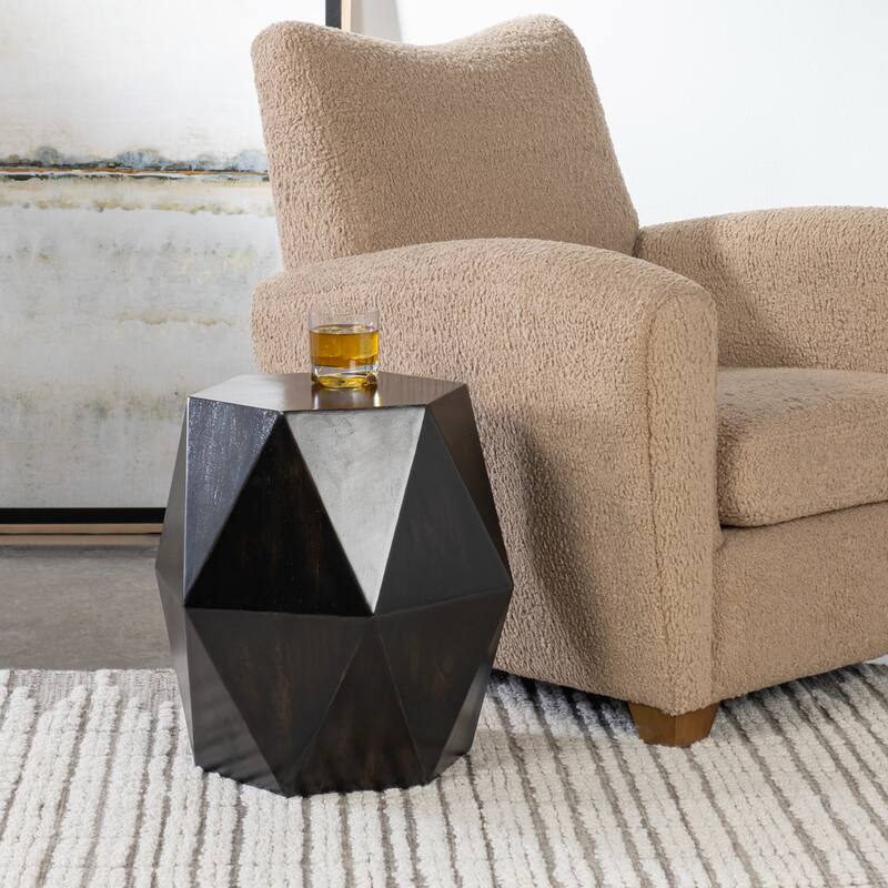 Sunburst Top Geometric Side Accent Table - 18" - Black