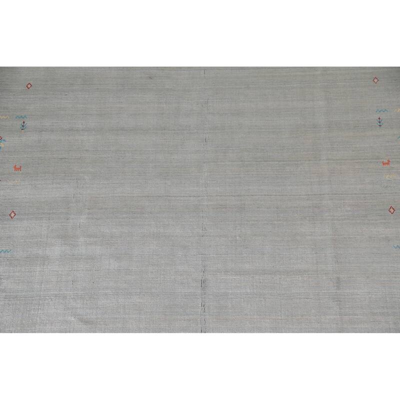 Gabbeh Indian Area Rug Hand-Knotted Beige Wool Carpet - 8'1"x 9'10"