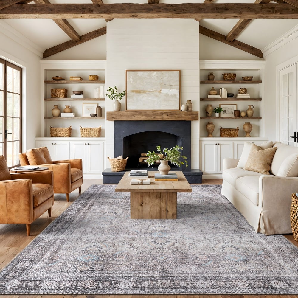 World Rug Gallery Vintage Inspired Machine Washable Non Slip Area Rug