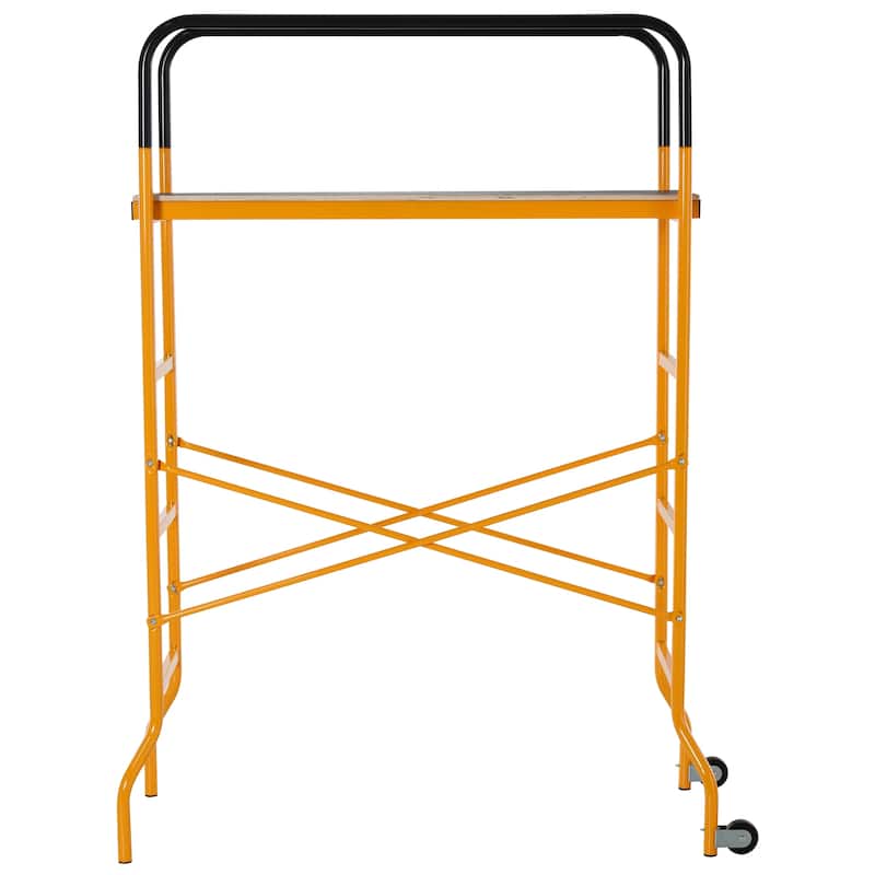 HOMCOM 4-Step Steel Scaffold Organizer Platform 2 Wheels Free Moving for Indoor/Outdoor Decoration