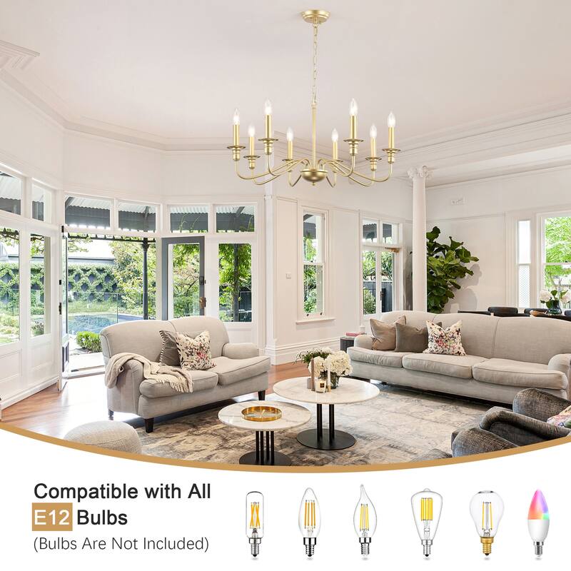 8-Light Rustic Candlestick Island Chandelier Linear Chandelier Lighting for Kitchen Island