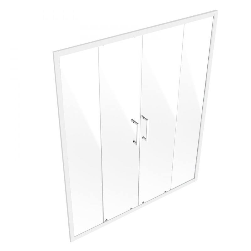 Chrome Double Sliding Shower Door with Tempered Glass and Aluminum Frame - 59 x 70 x 3.5 in