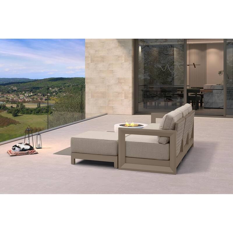 PURPLE LEAF Caesar Khaki Outdoor Couch with 9.6" Thick Cushion and Table for Yard Porch Deck Outdoor Patio Conversation Sets