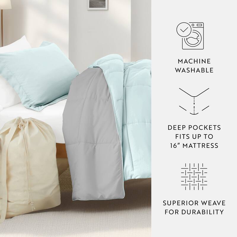 8pc Twin XL Solid Dorm Bedding Bundle