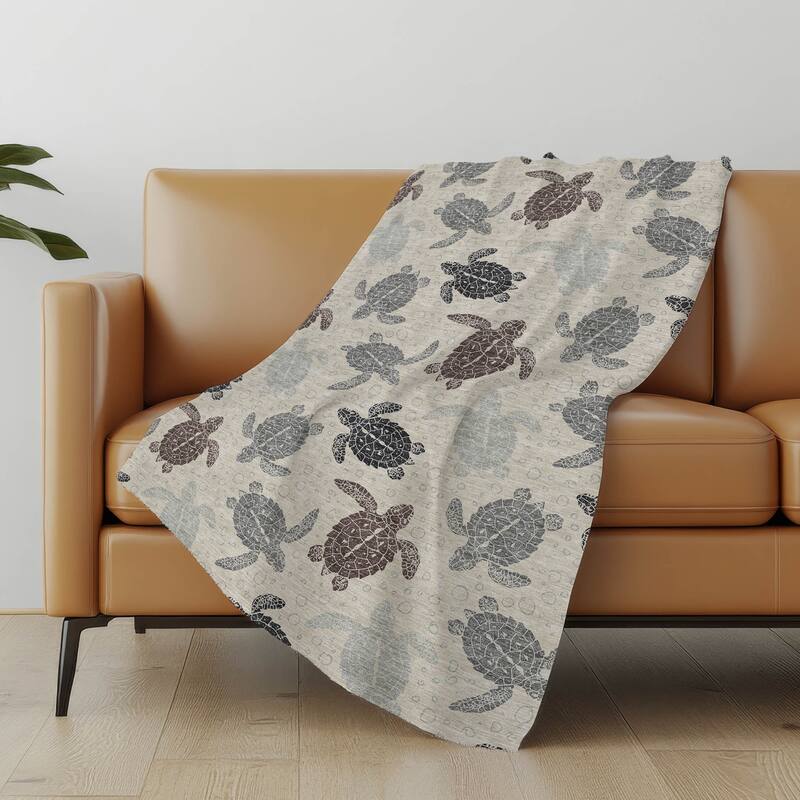 Premium Machine Washable ASB192 Turtle Sherpa Throw Blanket - Sand - 4'2" x 5'10"