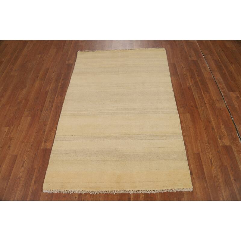 Striped Modern Gabbeh Oriental Foyer Rug Handmade Wool Carpet - 3'3"x 4'11"