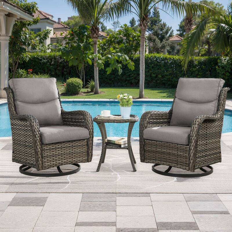 Gymojoy Outdoor Wicker Swivel Glider Chairs with 5" Cushions