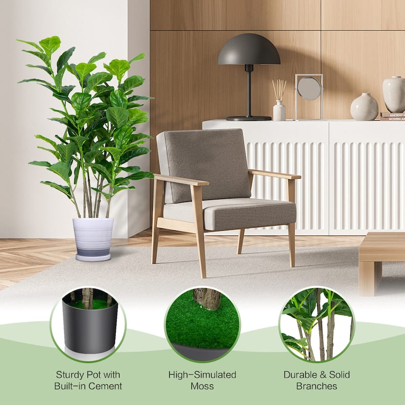Gymax 51''Artificial Tree 2-Pack Artificial Fiddle Leaf Fig Tree for