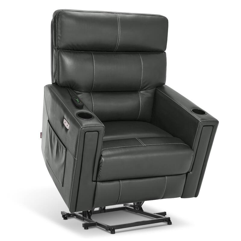 MCombo 380lbs Oversized Dual Motors Power Lift Recliner Chair, for Heights 5'7''-6'6" Big and Tall People, Faux Leather R7177