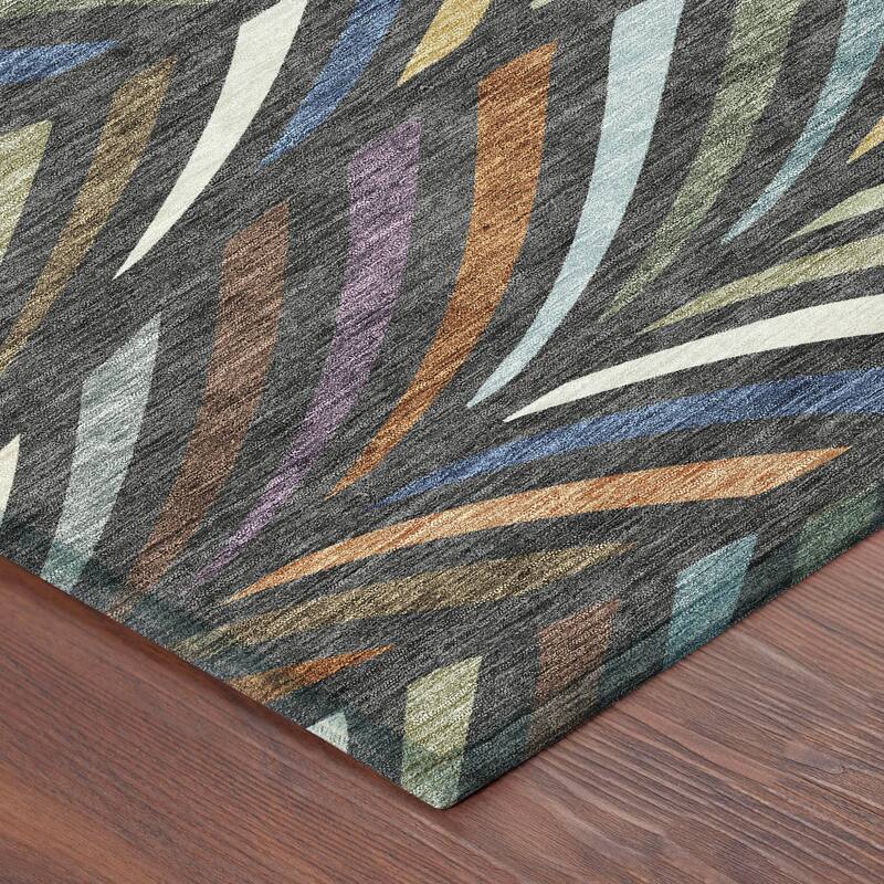 Machine Washable Indoor/ Outdoor Modern Feather Chantille Rug