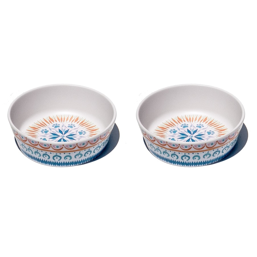 Boho Kitty Medallion, Small Bowl ,1.5 cups, Set of 2 - Tan
